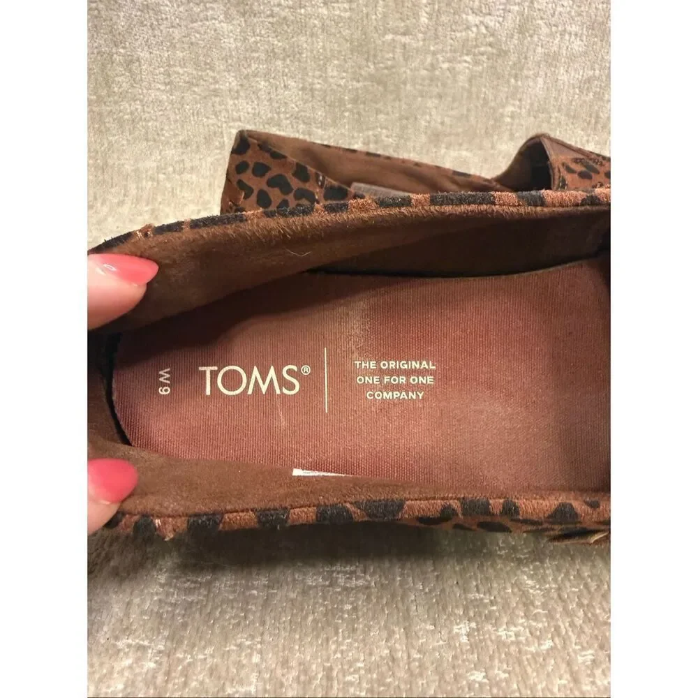 Toms Women's Leopard Print Suede Leather Wrap Alpargata Espadrille Brown Size 9